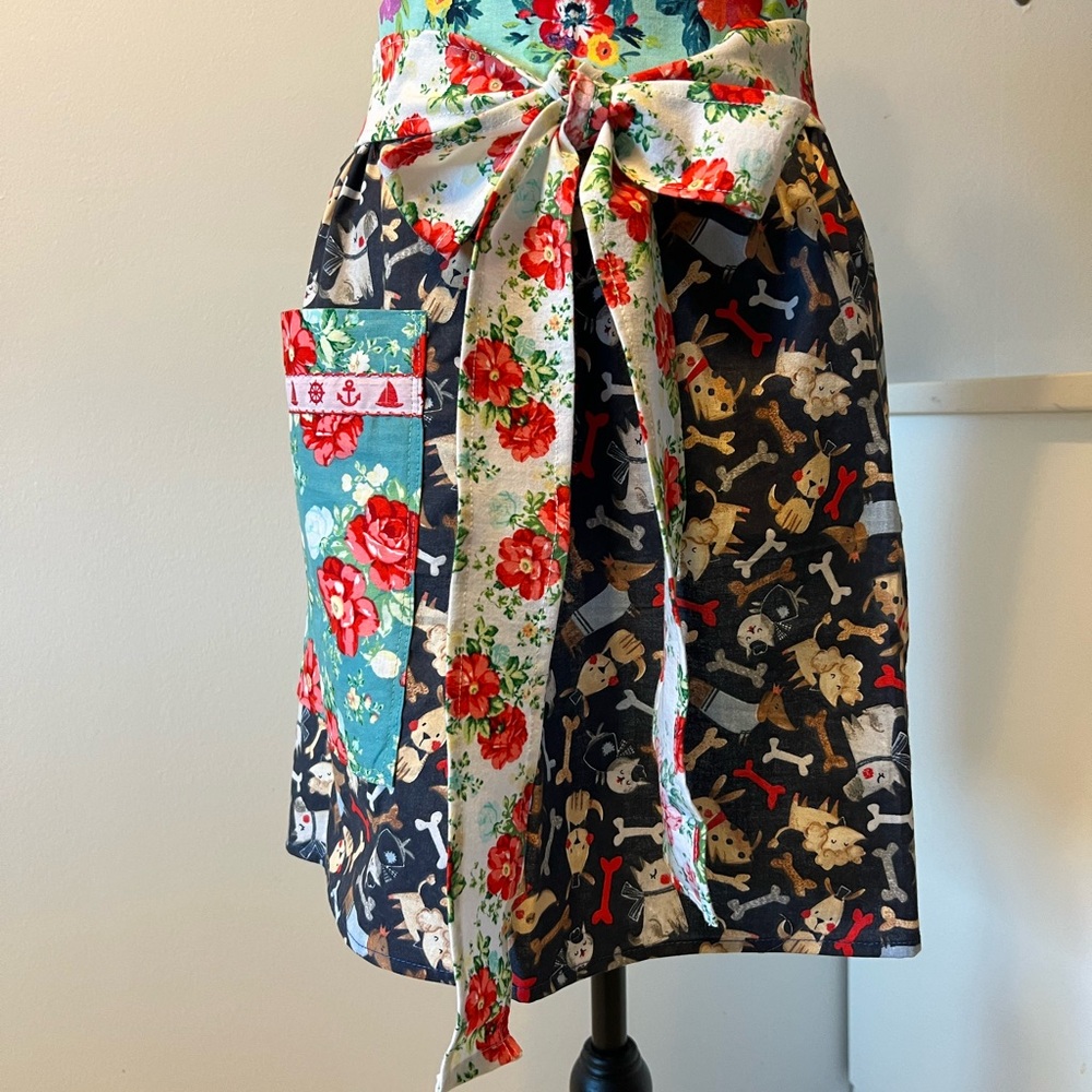 Floral and Dog Print Apron.Handmade. Each Apron is Unique…